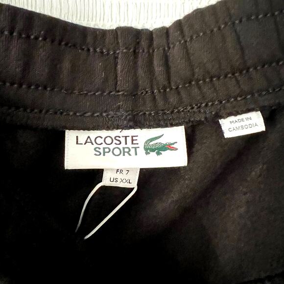 Lacoste Authentic Sport Tennis Fleece Mens Black Shorts GH2136 Sz US XXL NEW - Picture 4 of 11